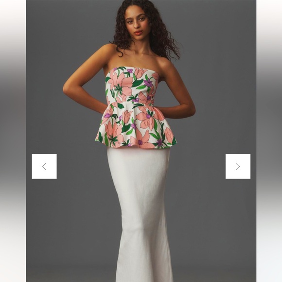 Anthropologie NWT Banjanan Della Strapless Peplum Top size L. - Picture 5 of 6